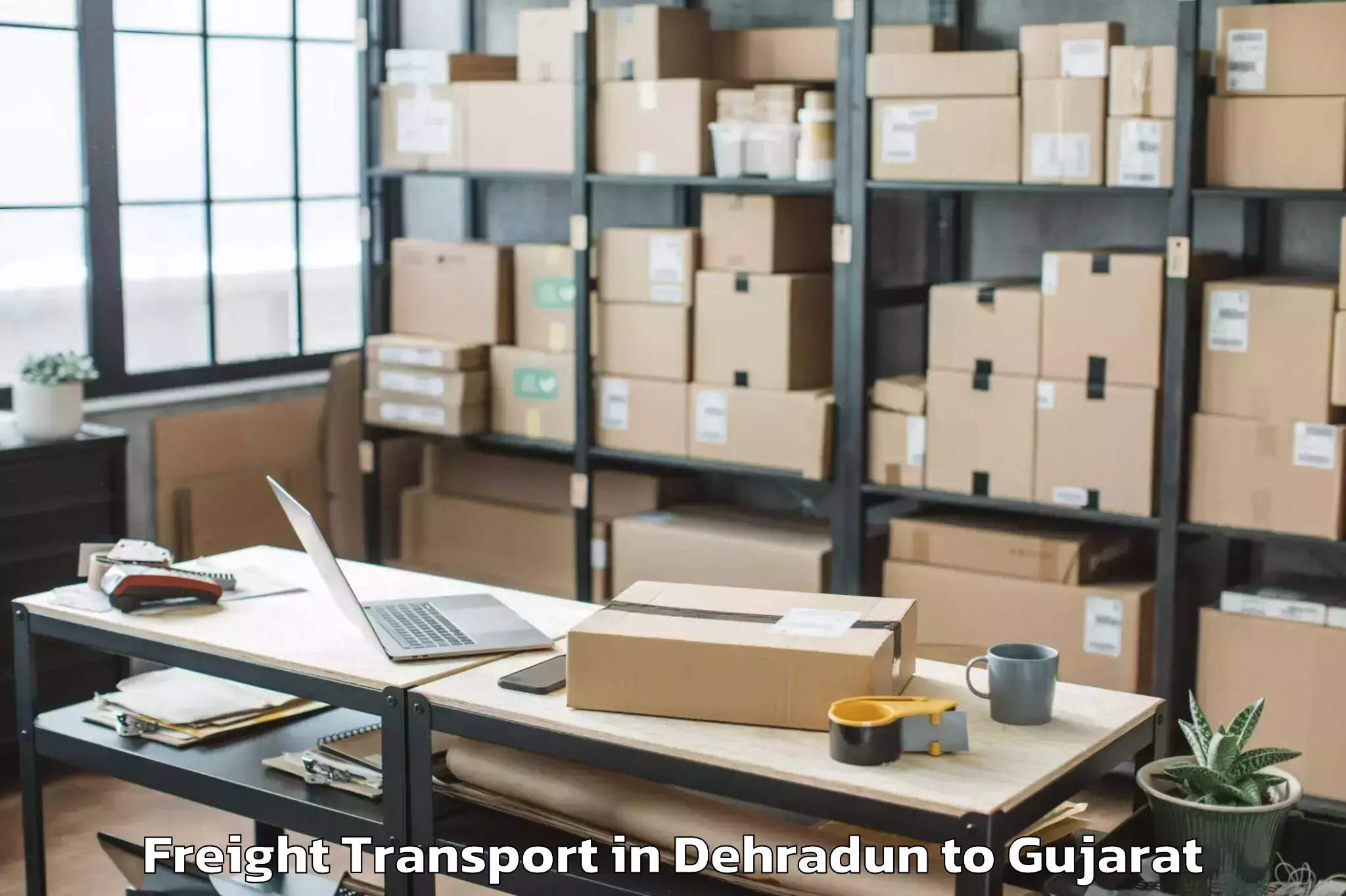 Affordable Dehradun to Lavad Freight Transport